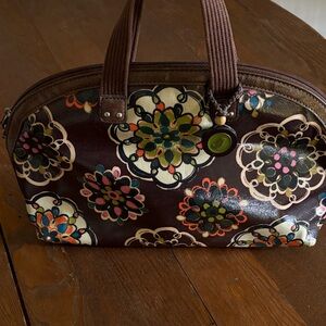 Fossil Brown Floral Satchel